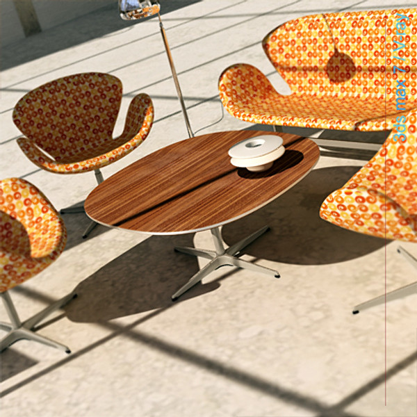 3d arne jacobsen tables 2 - Super-circular table 4 star leg ( 2 tables ) by lajhar